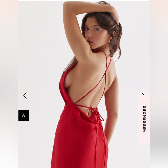 New House of CB ZANAB THIGH SLIT MAXI DRESS size small red rose - Picture 7 of 10